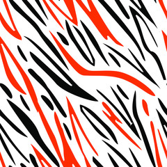 Full seamless tiger and zebra stripes animal skin pattern illustration. Design for tiger colored textile fabric printing vector. Suitable for fashion use.