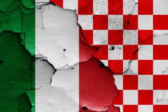 depiction of Italy and Croatian checkerboard flag