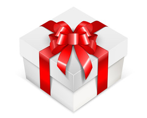 Low Gift box square shape. Isolated on white.