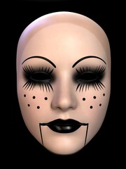 Mask of the evil clown doll. 3D illustration