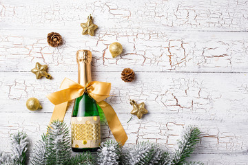 Bottle of champagne in a gold wrapper