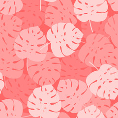 Vector seamless pattern from monstera leaves