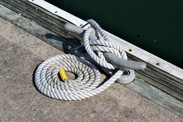 Boat mooring tie up at marina Florida, USA