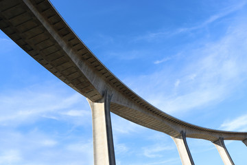 View of concrete road curve of viaduct