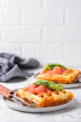 Keto cheese waffle with avocado