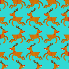 Santa deer pattern seamless. Christmas background. New Year Vector texture