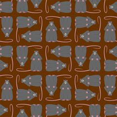 Rat pattern seamless. Gray mouse background. vector texture