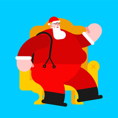 Santa Claus on armchair. Christmas and New Year vector illustration