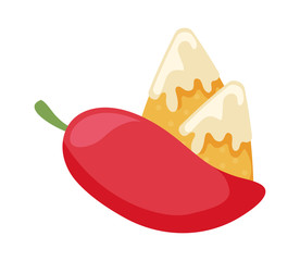 mexican delicious nachos with cheese sauce and chili pepper