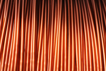 Close-up of a large coil of copper wire
