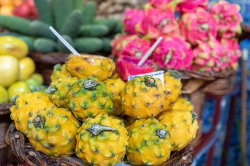  tropical fruit at an island market