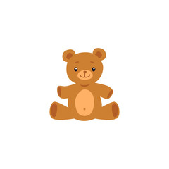 Cute teddy bear toy image or icon flat cartoon vector illustration isolated.