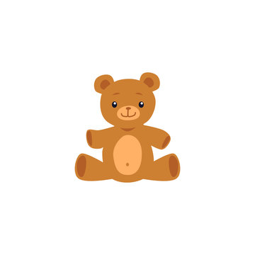 Naklejka Cute teddy bear toy image or icon flat cartoon vector illustration isolated.