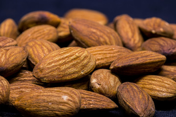 almonds on wooden background