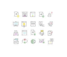 Set Vector Line Icons of Business Information