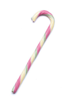 Christmas Stylish Pink Candy Cane Isolated On A White