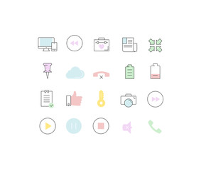 Set Vector Flat Line Icons Mobile Design