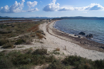 Vista della spiaggia e delle dune di Is Solinas