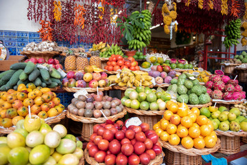  tropical fruit at an island market