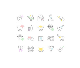 Set Vector Line Icons of Dentistry.