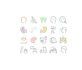 Set Vector Flat Line Icons of Ill