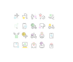 Set Vector Line Icons of Delivery Business