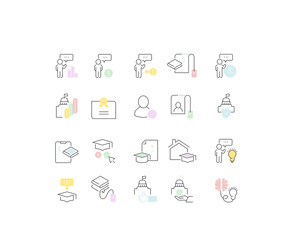 Set Vector Line Icons of Educational Business