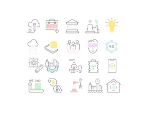 Set Vector Line Icons of Industrial 4.0.