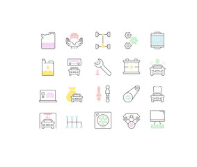 Set Vector Line Icons of Garage and Car Service.