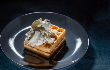 Soft Viennese waffles on a plate	