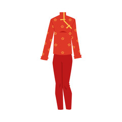 Chinese festive female costume for holiday ceremony, flat vector illustration.