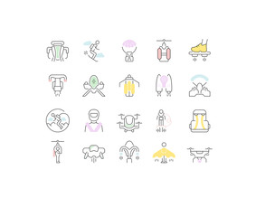 Set Vector Line Icons of Jetpack.