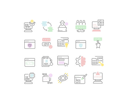 Set Vector Line Icons of Programming