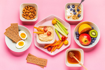 Healthy snack on a pastel background.