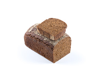 Rye bread slices isolated on white background