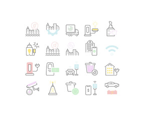 Set Vector Line Icons of Smart City