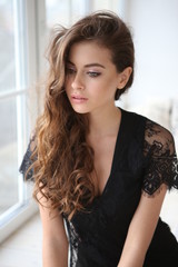 Beautiful young female brunette model