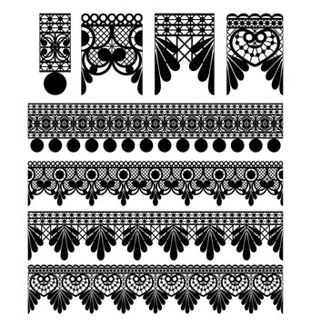 Embroidery Lace Trim Brush Set Vector illustration CS2