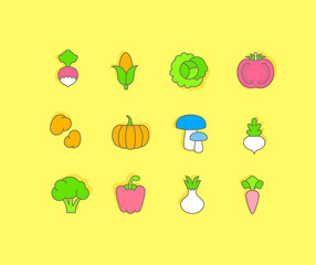 Set of Simple line Icons of Vegetables