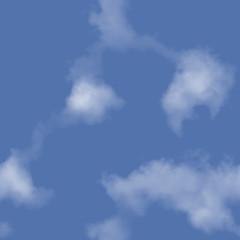 White clouds and blue sky seamless stock illustration.