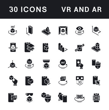 Set of Simple Icons of VR and AR