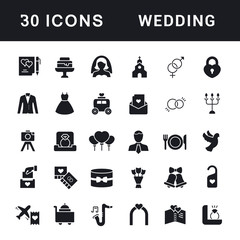 Set of Simple Icons of Wedding