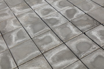 alkali stain on the cement floor tile