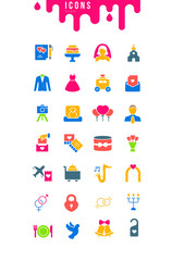 Set of Simple Icons of Wedding