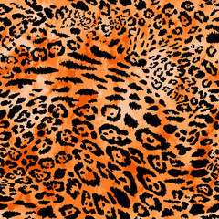 Leopard Seamless Pattern Endless Hand Drawn Leopard Animal Skin Vector  Isolated Background.Trendy pattern for printing on fabric.