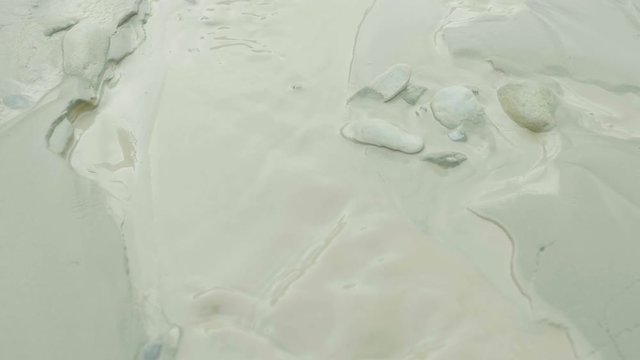 Close shot of clay materials with water