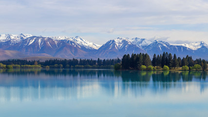 Fototapeta na wymiar Panorama of Lake Ruataniwha near Twizel, New Zealand