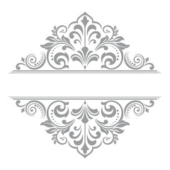 Vintage grey element. Graphic vector design. Damask graphic ornament