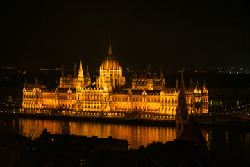 Fototapeta na wymiar Parliament Building in Budapest. In winter