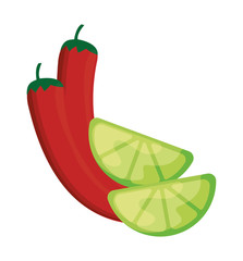 chili peppers mexican with sliced lemon